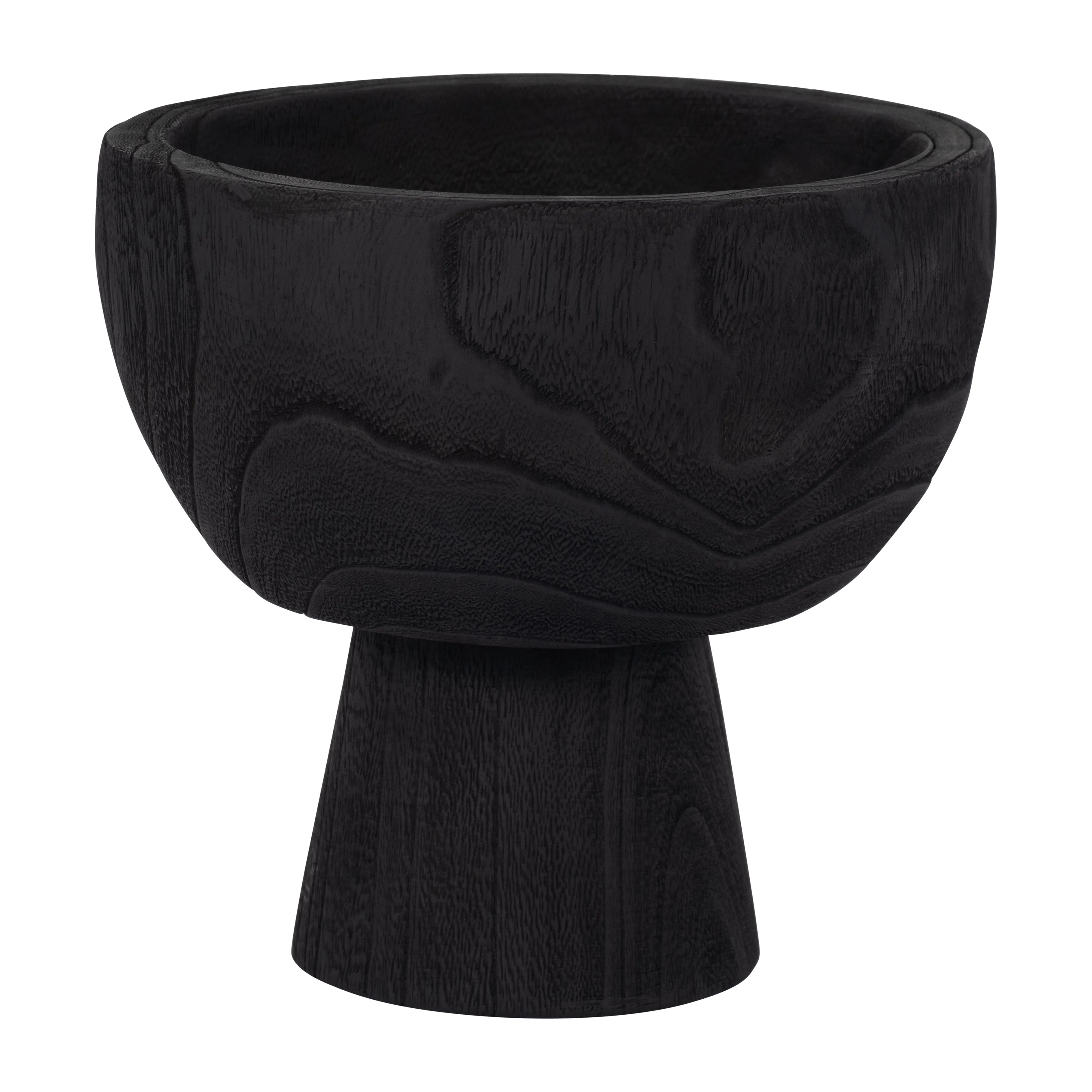 WOOD, 8" BOWL W/ STAND, BLACK