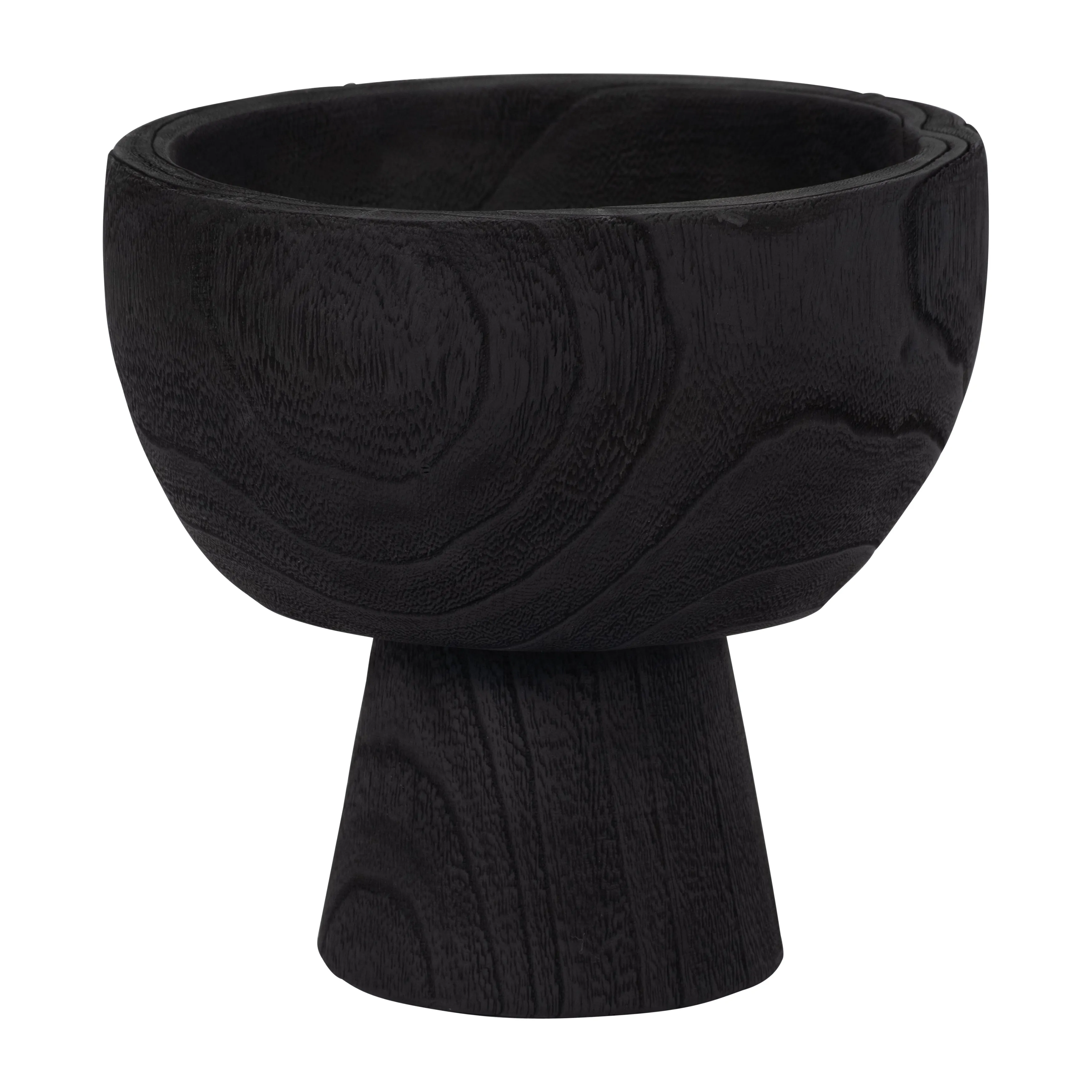 WOOD, 8" BOWL W/ STAND, BLACK