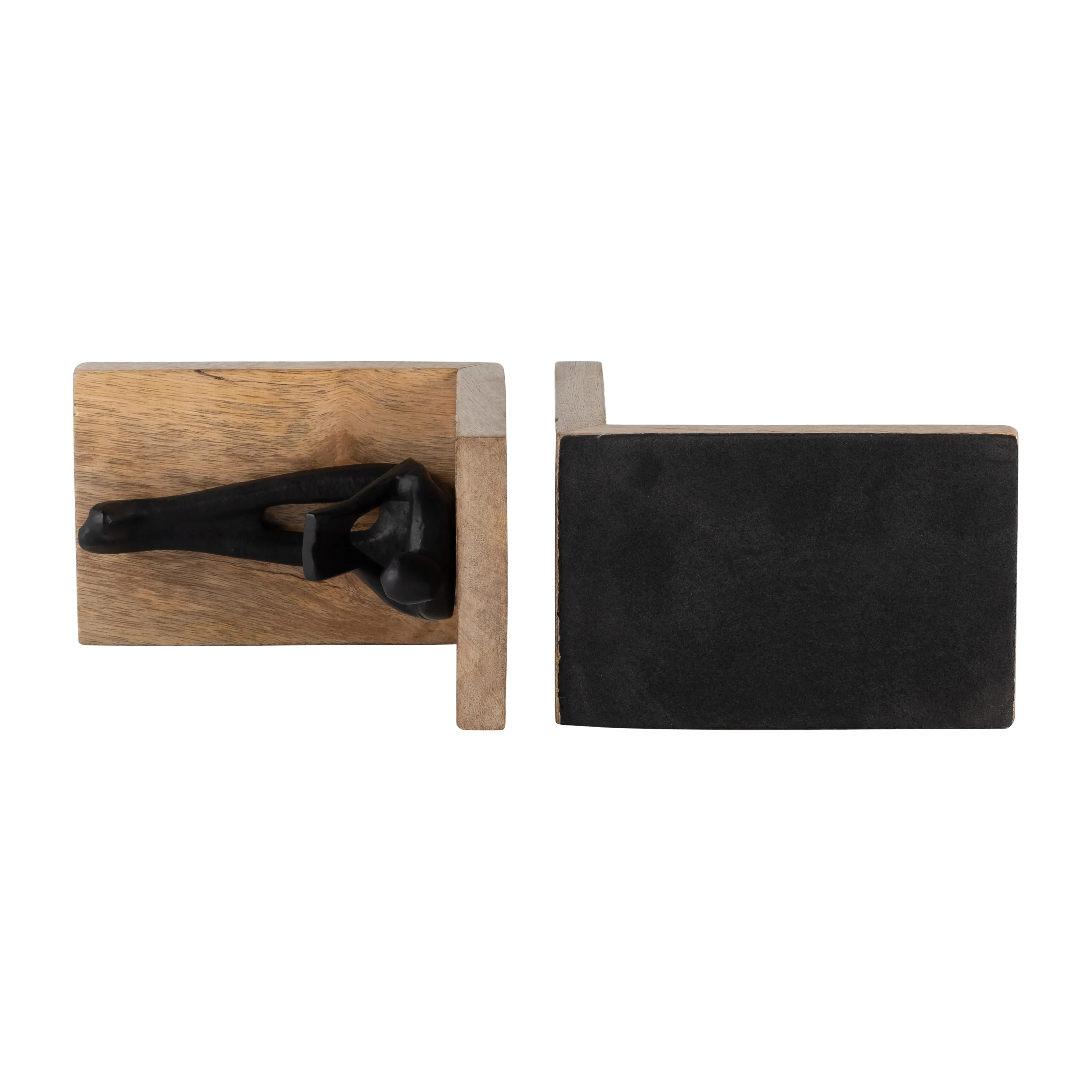 WOOD, S/2 6" MAN READING BOOKENDS, BROWN/BLACK