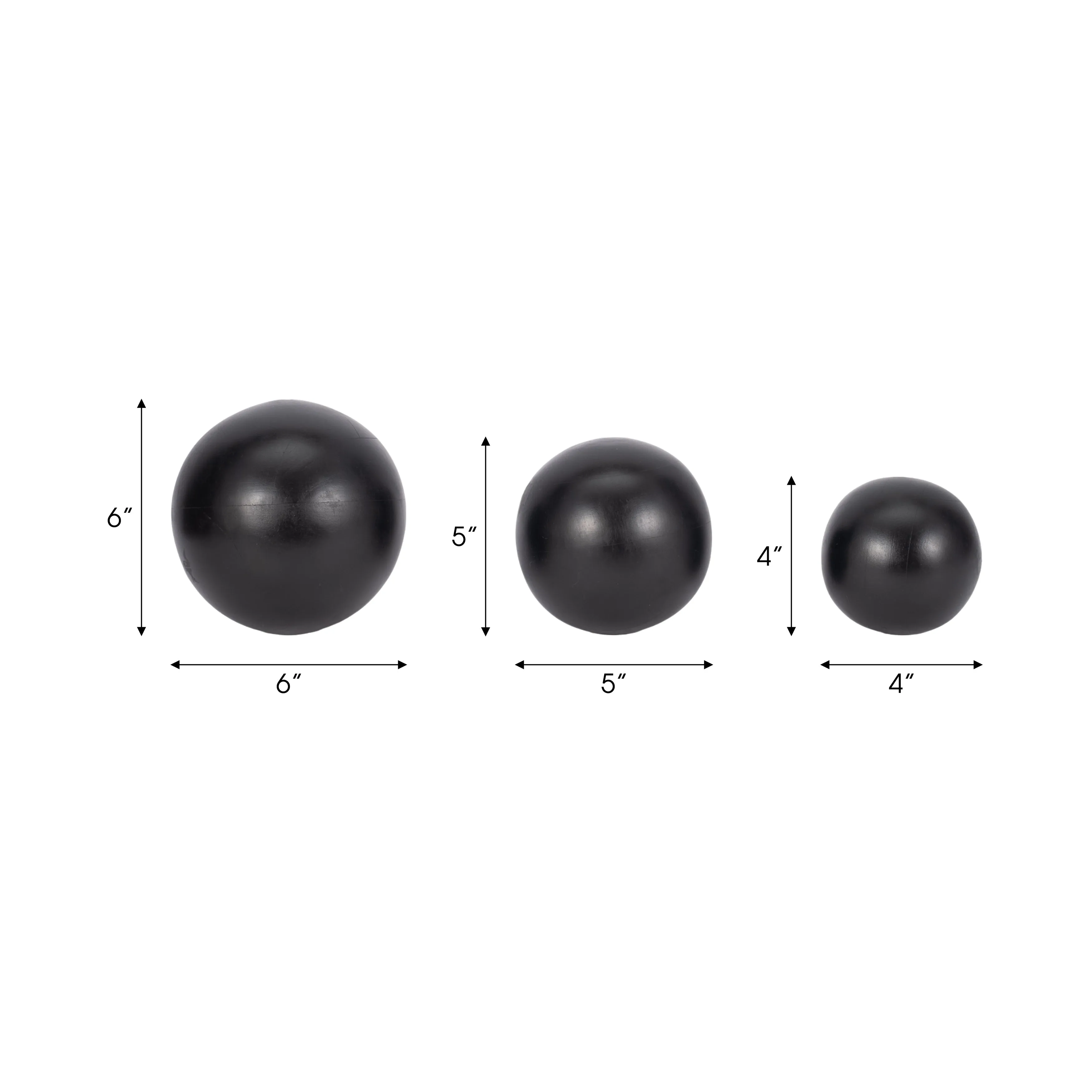 WOOD, S/3 4/5/6" ORBS, BLACK