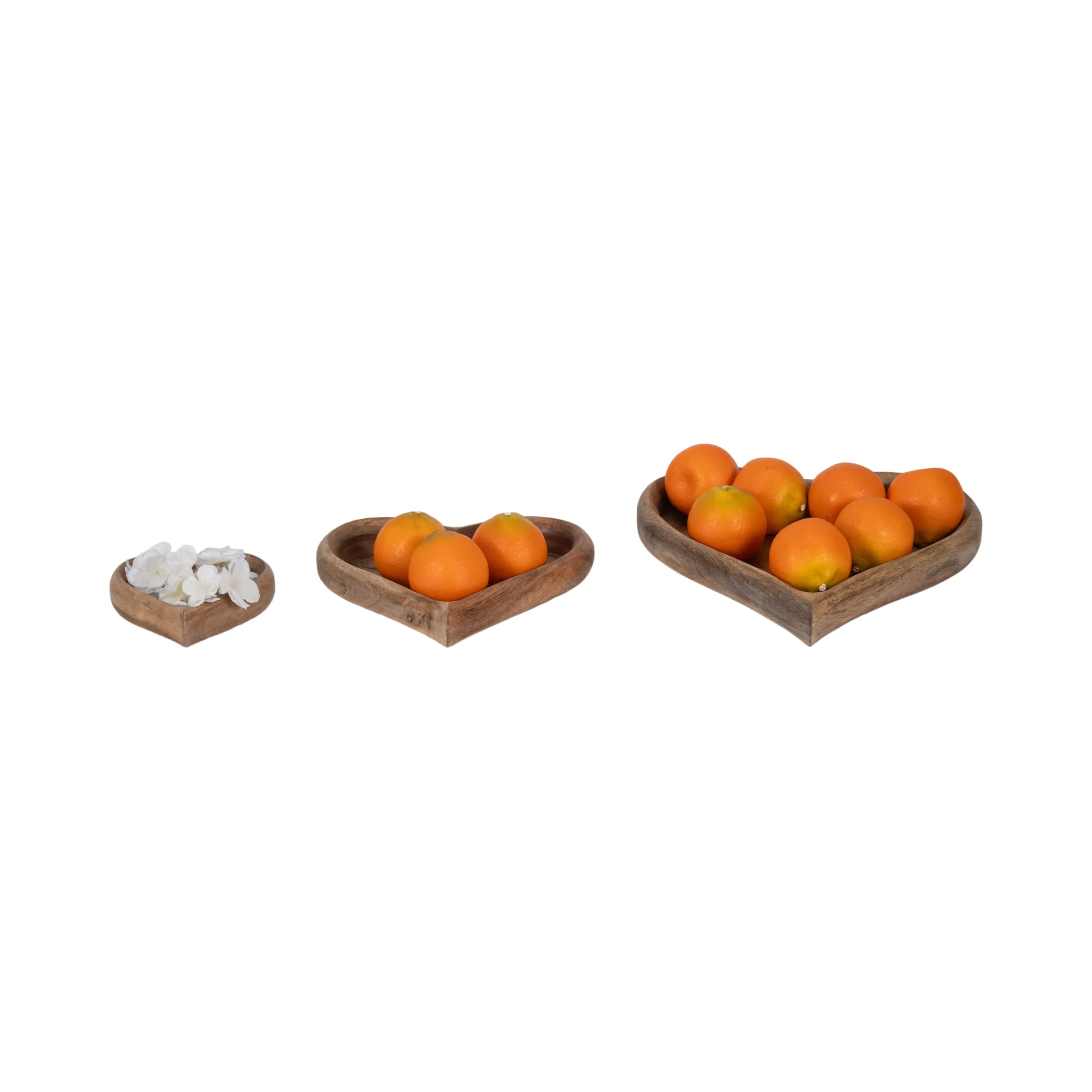 WOOD, S/3 7/11/14" HEART TRAYS, NATURAL