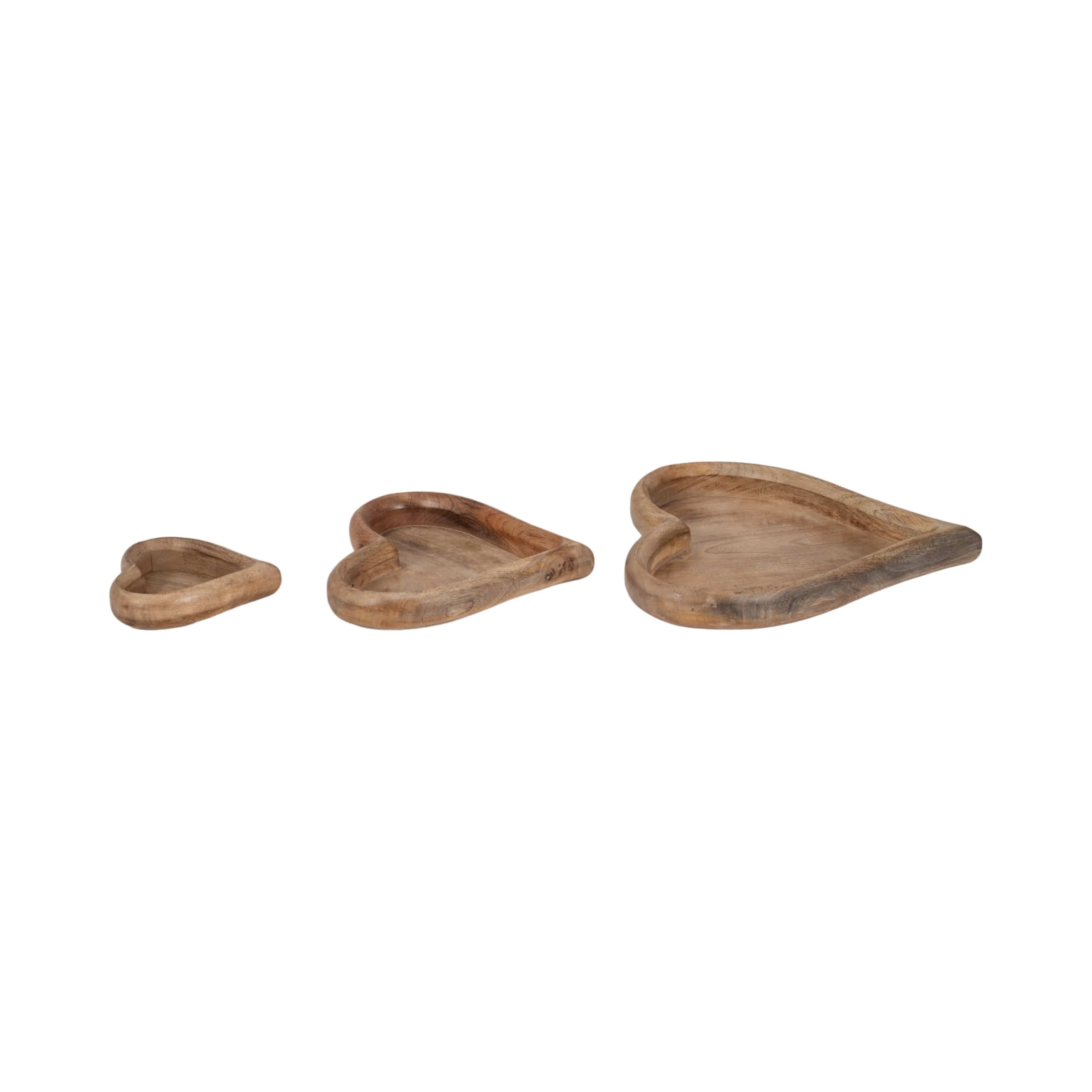 WOOD, S/3 7/11/14" HEART TRAYS, NATURAL