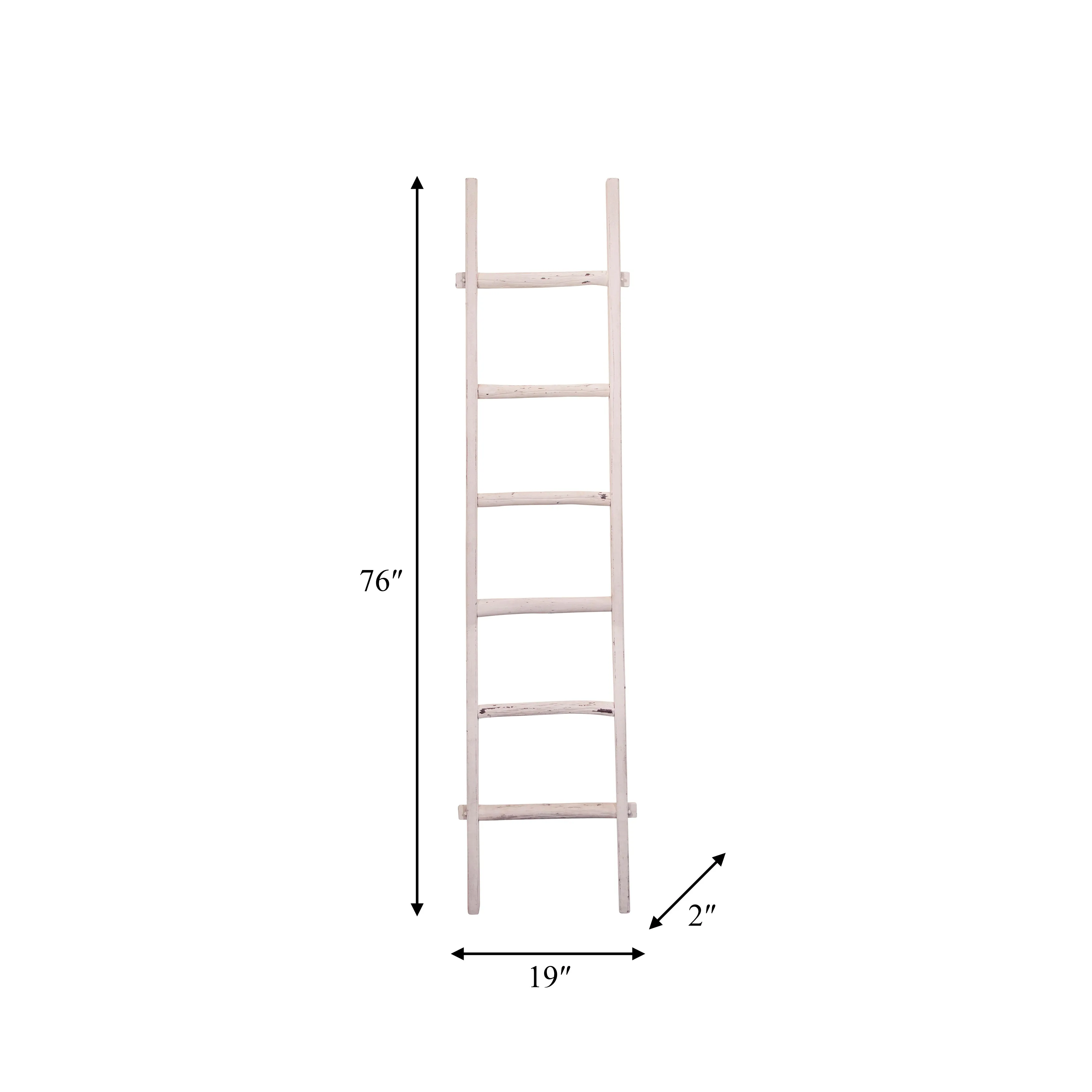 WOODEN , DECORATIVE 76" LADDER, WHITE